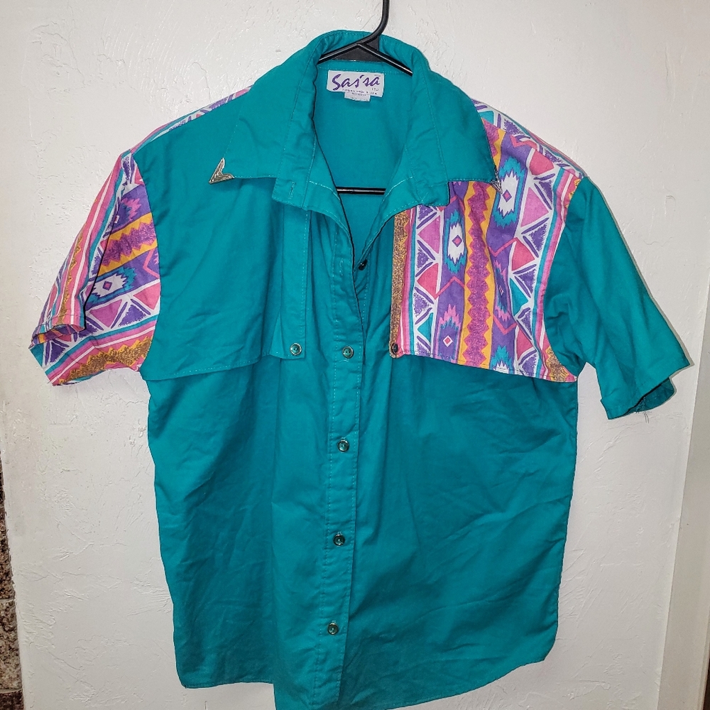 Vintage 80s Sas'sa Western Tribal Top